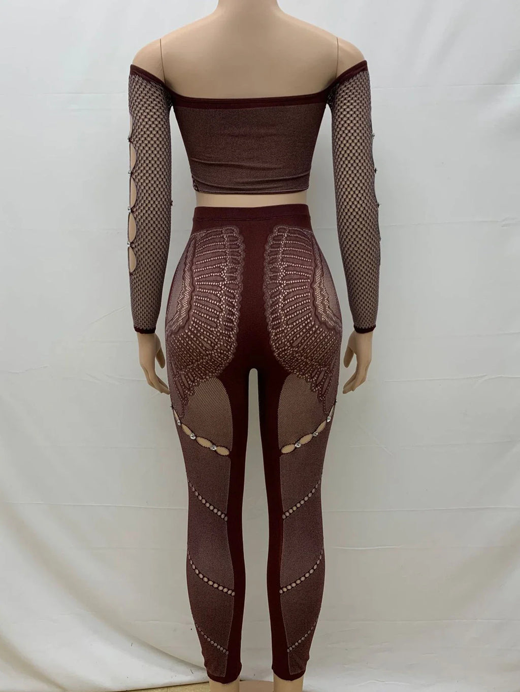 Sexy See Through Rhinestone Jumpsuit Women Pants Summer Bodycon Romper Jumpsuit Woman Long Sleeve