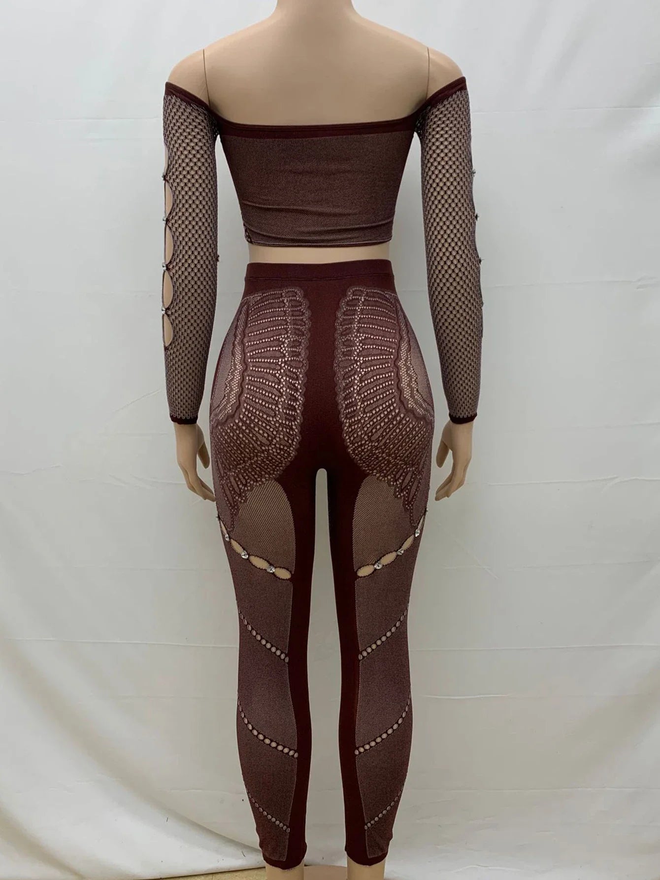 Sexy See Through Rhinestone Jumpsuit Women Pants Summer Bodycon Romper Jumpsuit Woman Long Sleeve