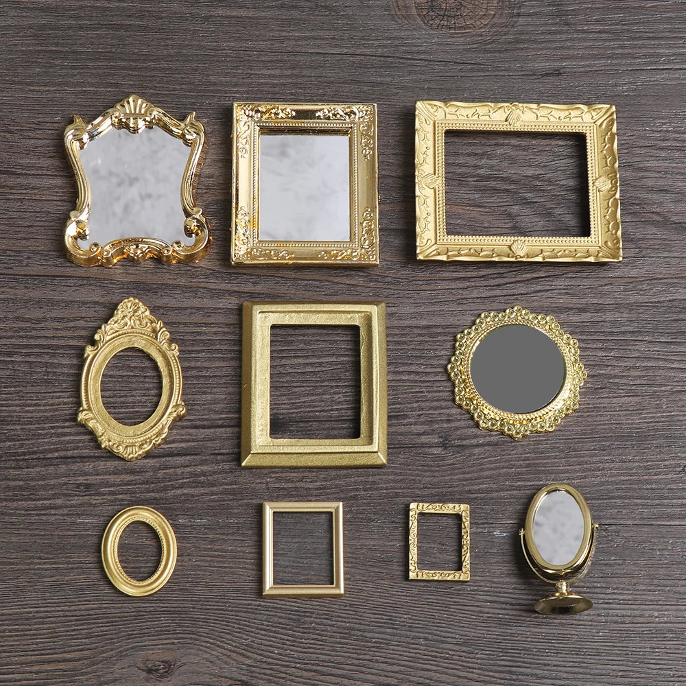 Mini Frames Doll House Plastic Vintage Miniature Mirror Accessories