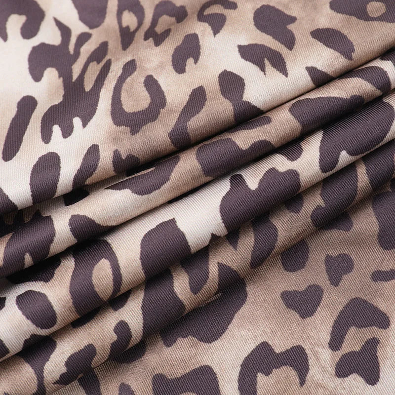 Leopard Print Cropped Pants Women Elastic Waist Buttoms Classic Skinny Basic Streetwear