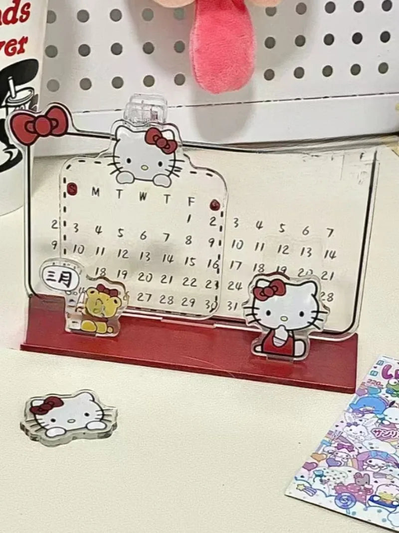 Sanrio Hello Kitty Calendar Cute Acrylic Recycling Reusable Calendar Note Board Desktop Essential