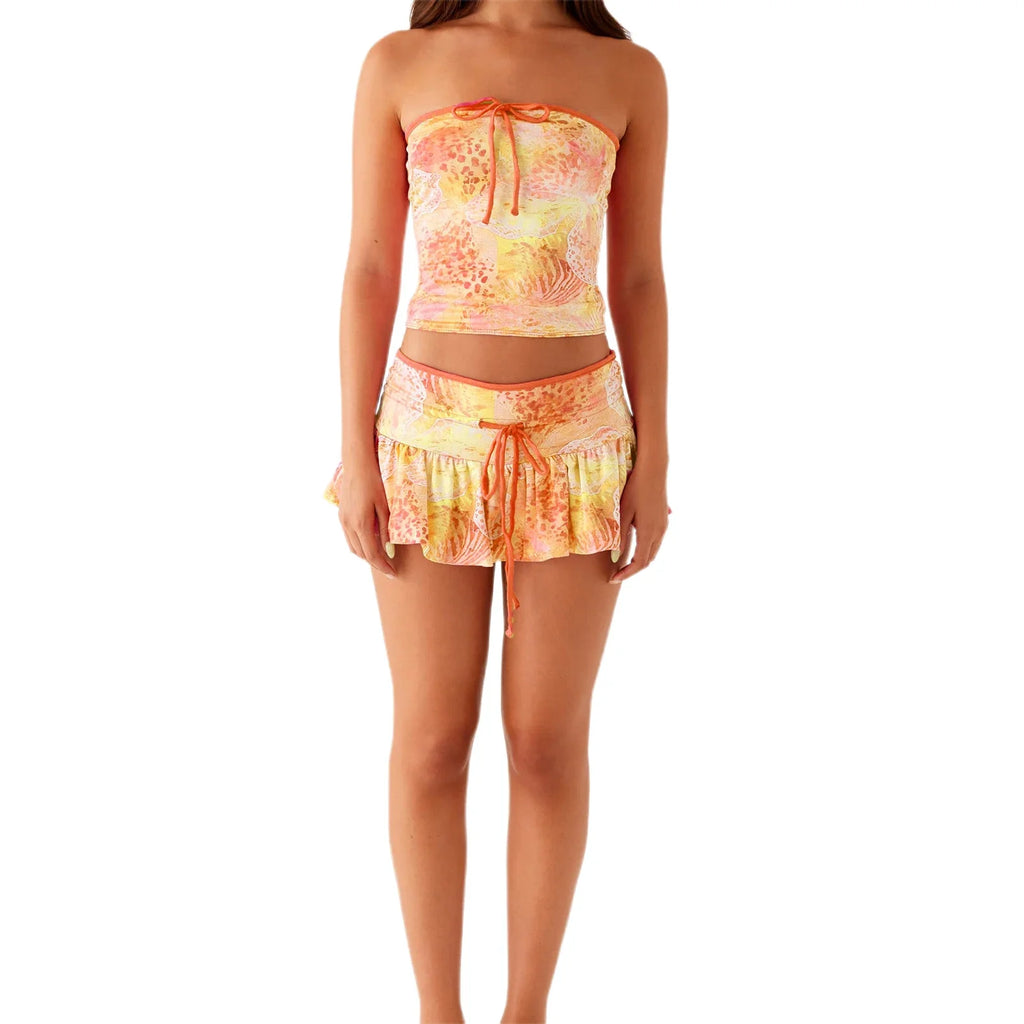 Women s Sexy Off Shoulder Crop Top and High Waist Skirt Set Outfit