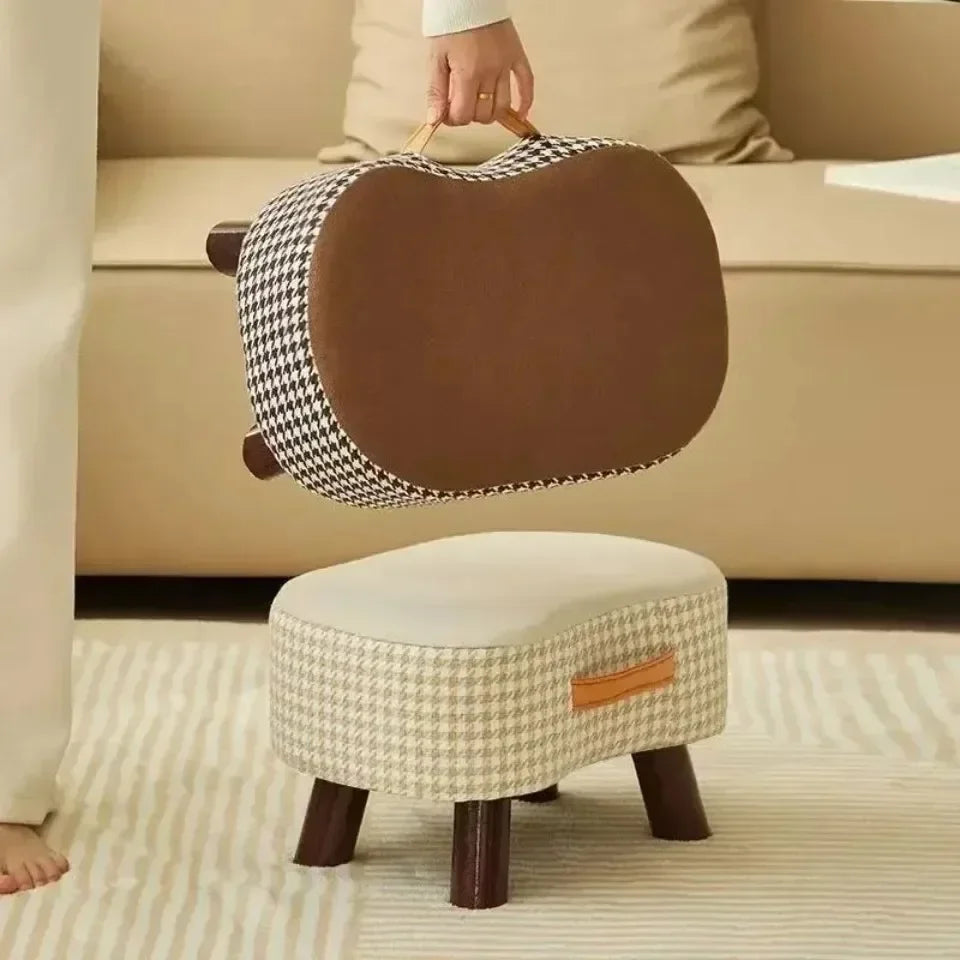 Curved Footstool with Handle Convenient To MoveSofa Small Stool