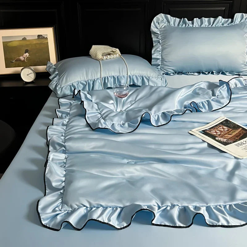 Coquette Quilt Washed Silk Color Ruffle Comfortable Skin Friendly Quilt No Pillowcase No Sheet