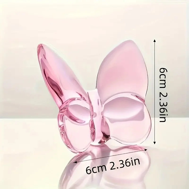 Elegant Crystal Glass Butterfly Desktop Decor, Home Office Desk Ornament, Bookcase, Living Room 1pc