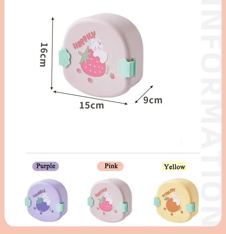 Strawberry Shape Lunch Box, 2 Layer Food Fruit Storage Bento Boxs