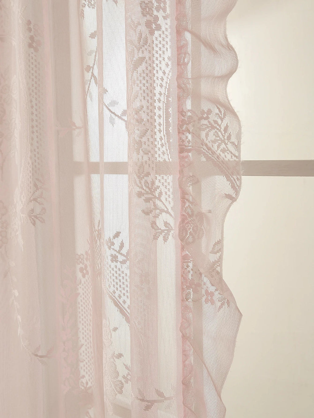 Pink Lace Round Mirror Rod Pocket Curtains for Girls Cute Atmosphere Bedroom Balcony Home Decor Curtains
