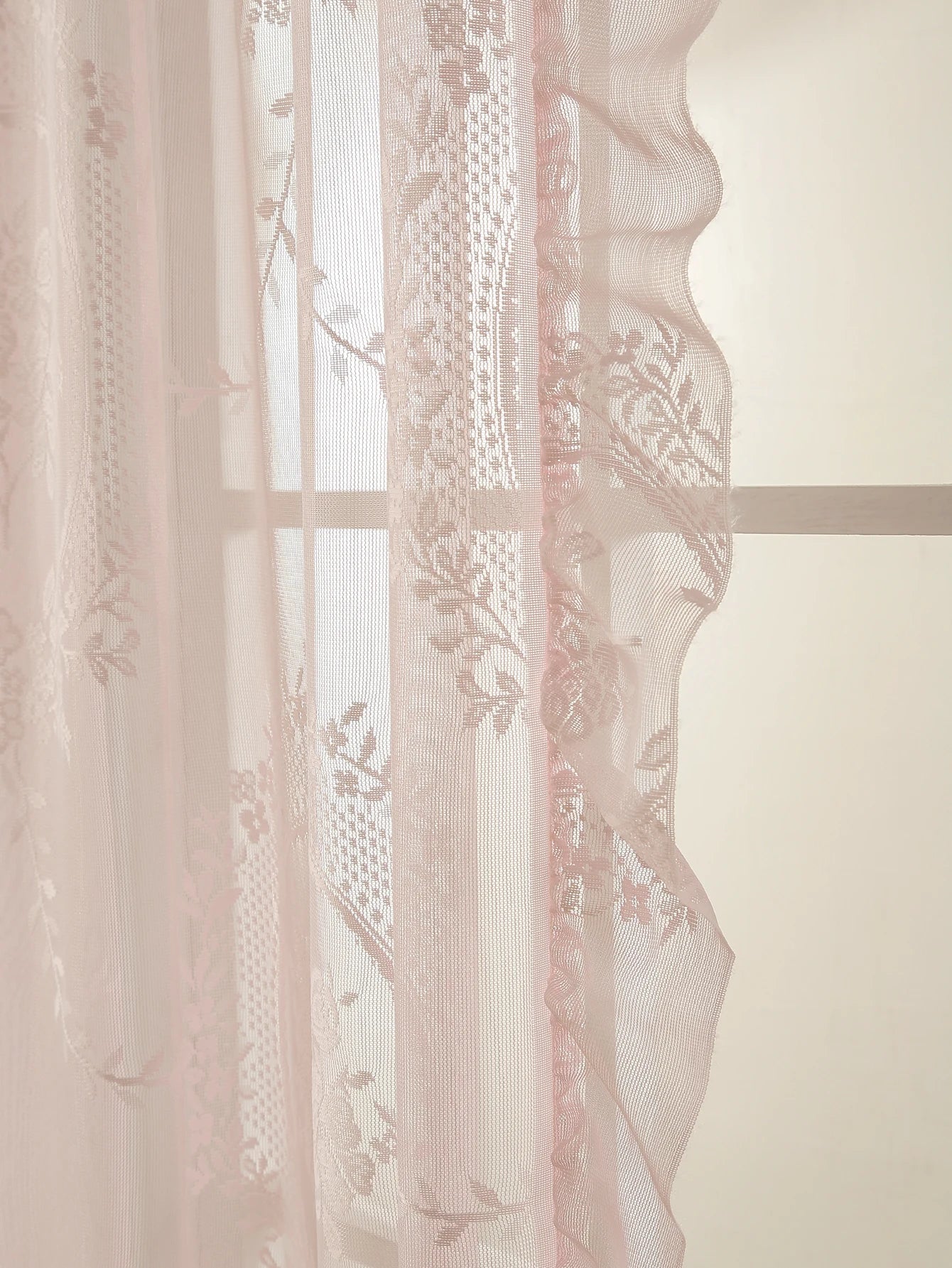 Pink Lace Round Mirror Rod Pocket Curtains for Girls Cute Atmosphere Bedroom Balcony Home Decor Curtains