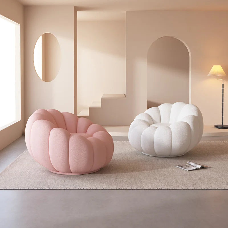 Lamb Fleece Pumpkin Sofa Chair Household Bedroom Lazy Lounge Chair Minimalist Modern Living Room