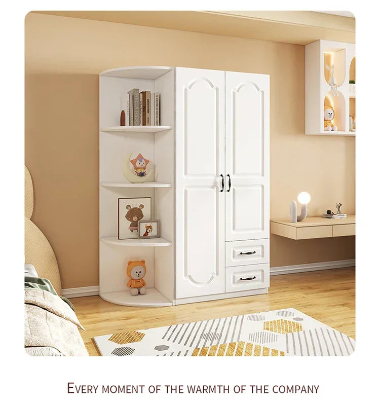 Two Door Wardrobe Clothing Organizer Korean Style Wooden Wardrobe - Heavy Duty