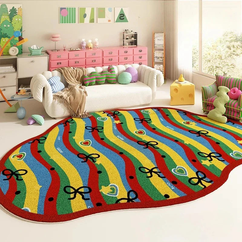 Cream Style Rugs Decoration Anti-slip Carpet Fluffy Soft Floor Mat Thick Plush Cloakroom Rug