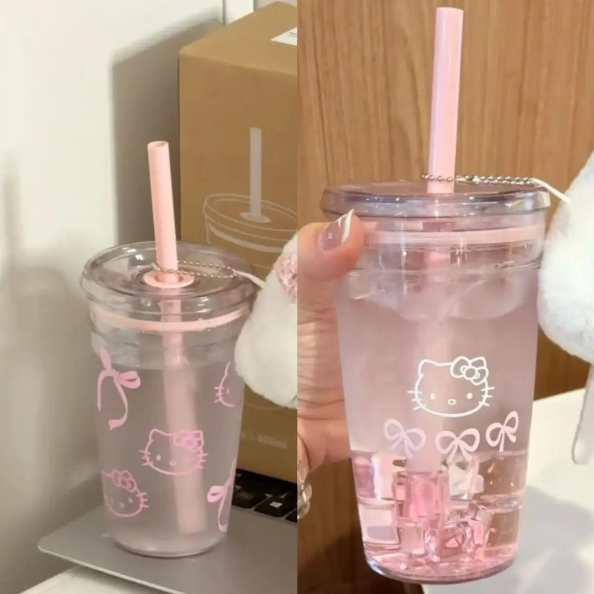 New Cartoon Kawaii Kitty Straw Cup With High Value And Lovely High-Temperature Resistant Large-Capacity