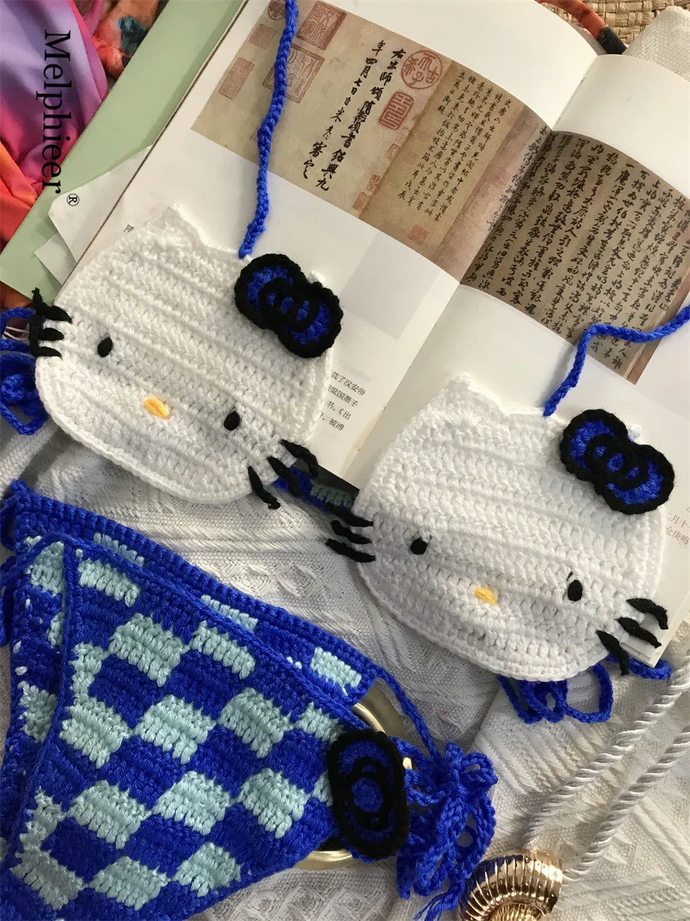 Ladies Cute Crochet Bikini Set 2 Pieces Bathing Suit Sexy Micro Bikinis Ties Swimsuit Thong Suit