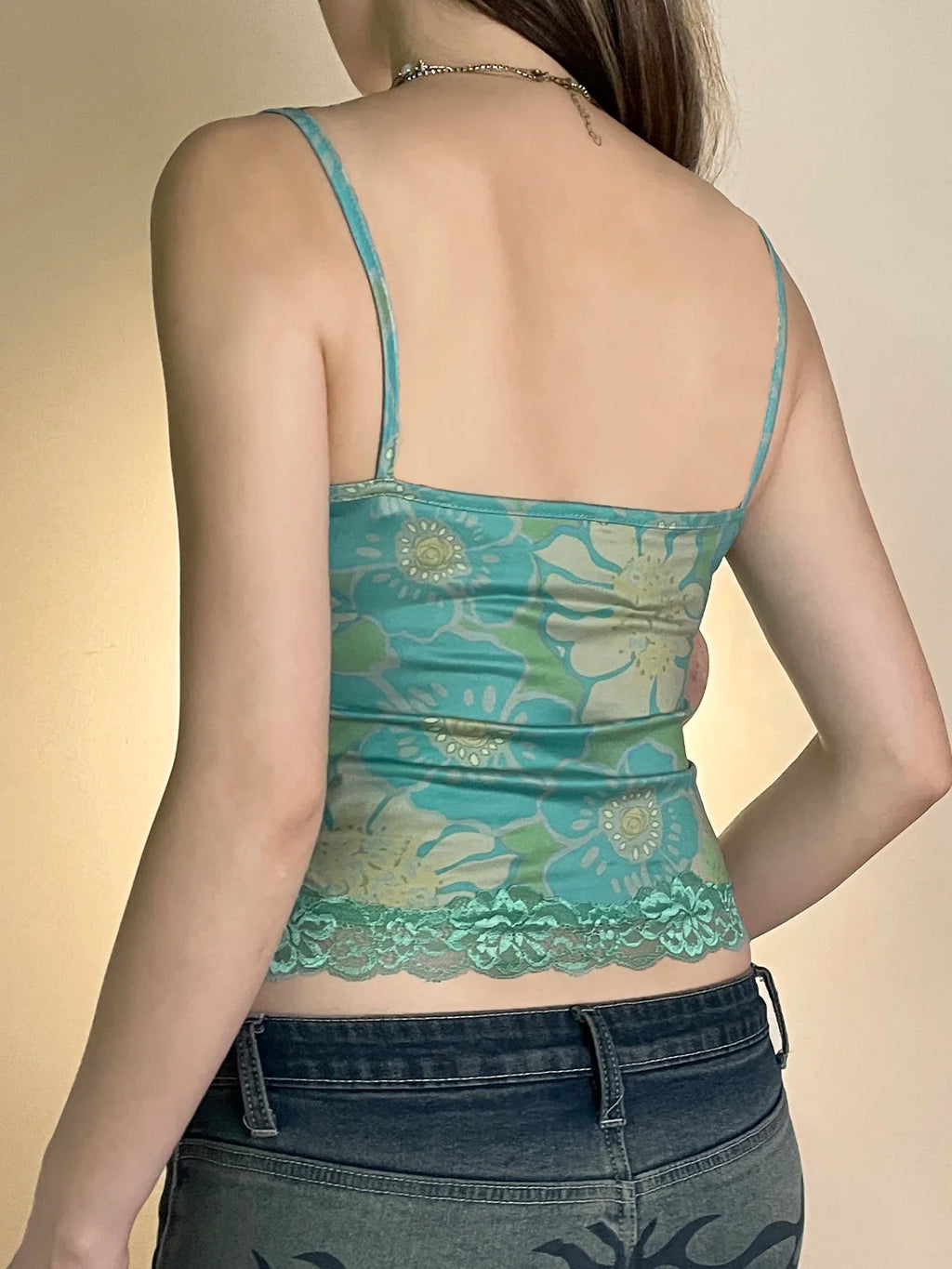 Fashion Chic Print Lace Trim Cams Bustier Women Skinny Retro Hottie Camisole Style