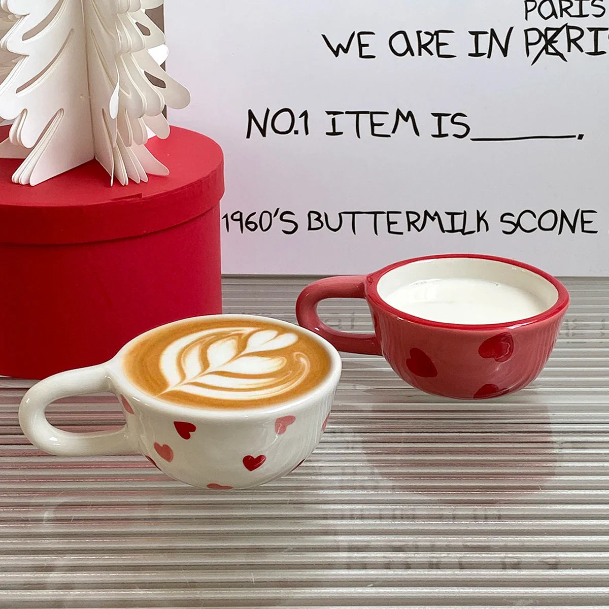 Love Ceramic Pair Cup, Creative Hand-Painted Ceramic Love Mug