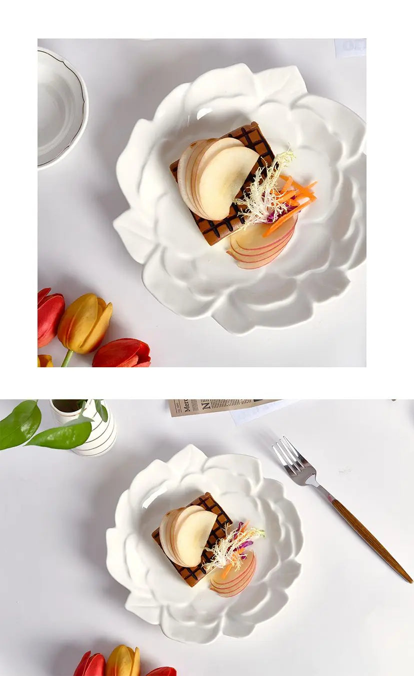 Lotus Flower Lace Cake Exquisite Dessert Plate