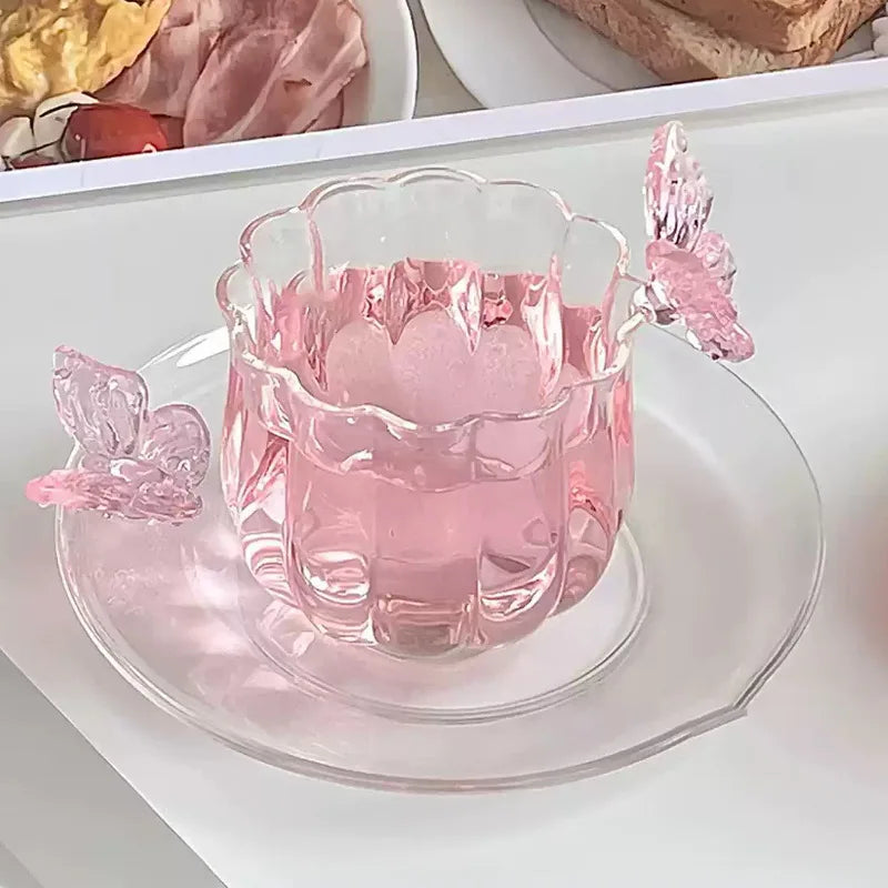 Glass Butterfly Cup Handmade Creative Transparent Tea Cup Heat-Resistant