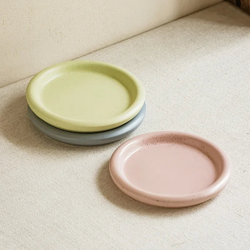 Macaron Color Plate Small Fresh Ceramic Round Plate