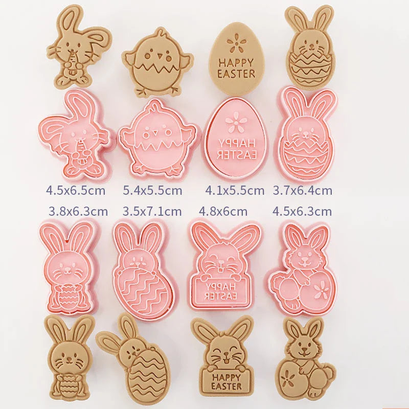 Cookie Cutters Plastic 3D Cute Cartoon Pressable Biscuit Mold Cookie Stamp Kitchen Baking Pastry Bakeware 8 Pcs/set