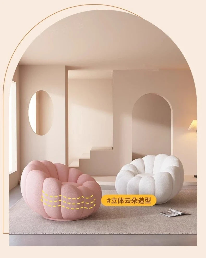 Lamb Fleece Pumpkin Sofa Chair Household Bedroom Lazy Lounge Chair Minimalist Modern Living Room
