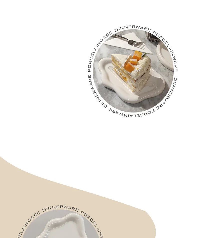 White/Silver Ceramic Plate High-Cloud Plate