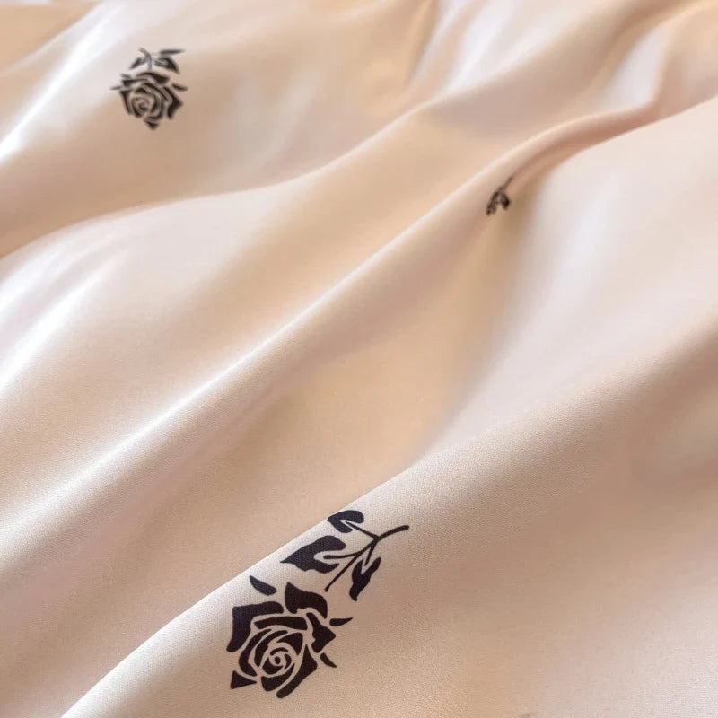 Rose 3pcs Duvet cover set (1*Duvet Cover + 2*Pillowcase, Without Core), Pink Bedding Set, Soft Comfortable