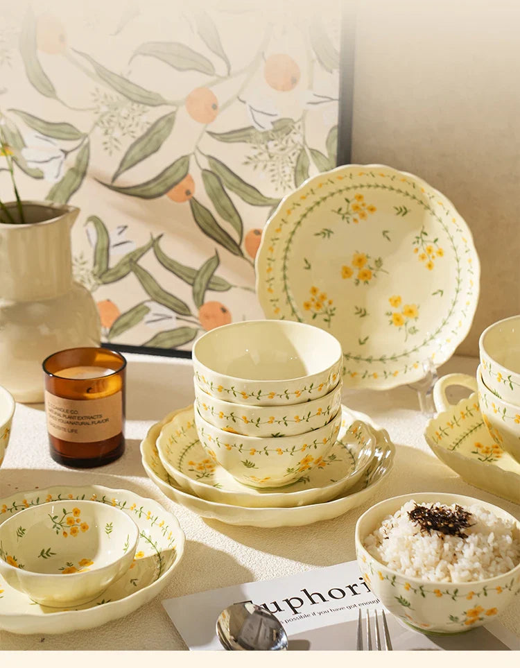 Porcelain Plate French Style Floral  Tableware