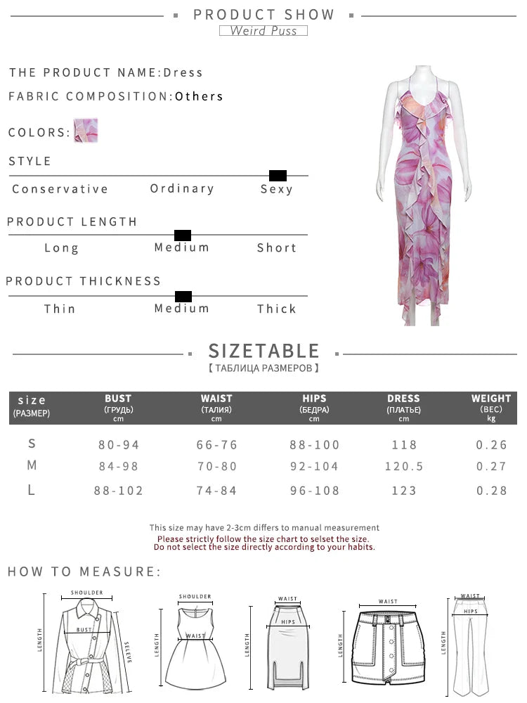 Flower Print Woman Summer Strapless Splits Irregular Tassel Patchwork Backless Skinny Dress