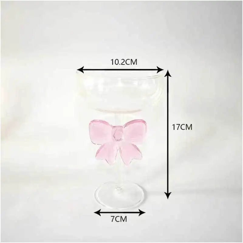 Pink Bow Series High Glass Cup, Butterfly Candlestick Romantic Champagne Wine