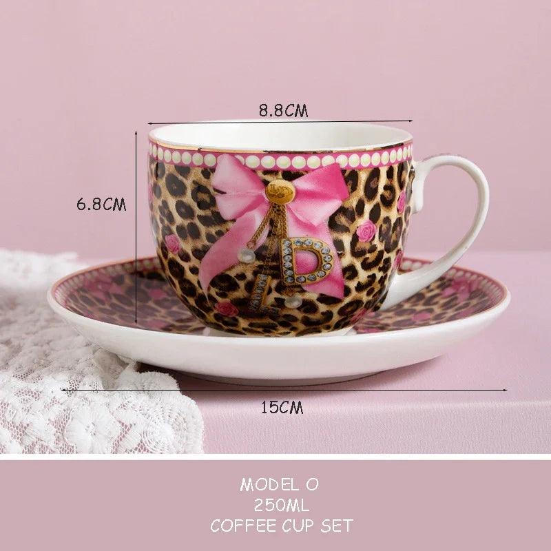 Pink Heart Shaped Dining Plate, Breakfast Tray, Ceramic Lace, Leopard Pattern Tableware, Afternoon Tea Salad Dessert