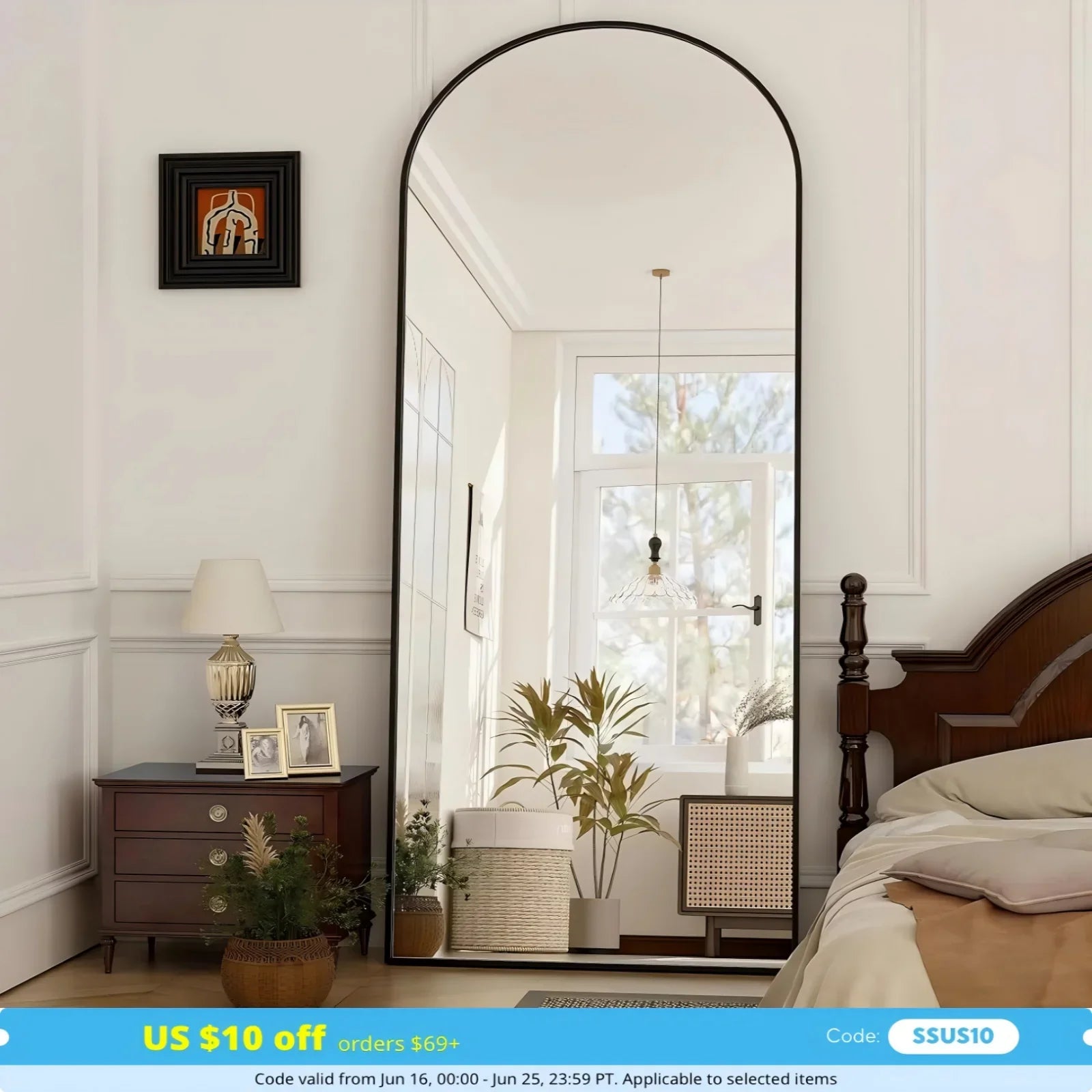 Full Length Arched Mirror-Aluminum Alloy Frame High Definition-Full Body Mirror for Bedroom or Living Room