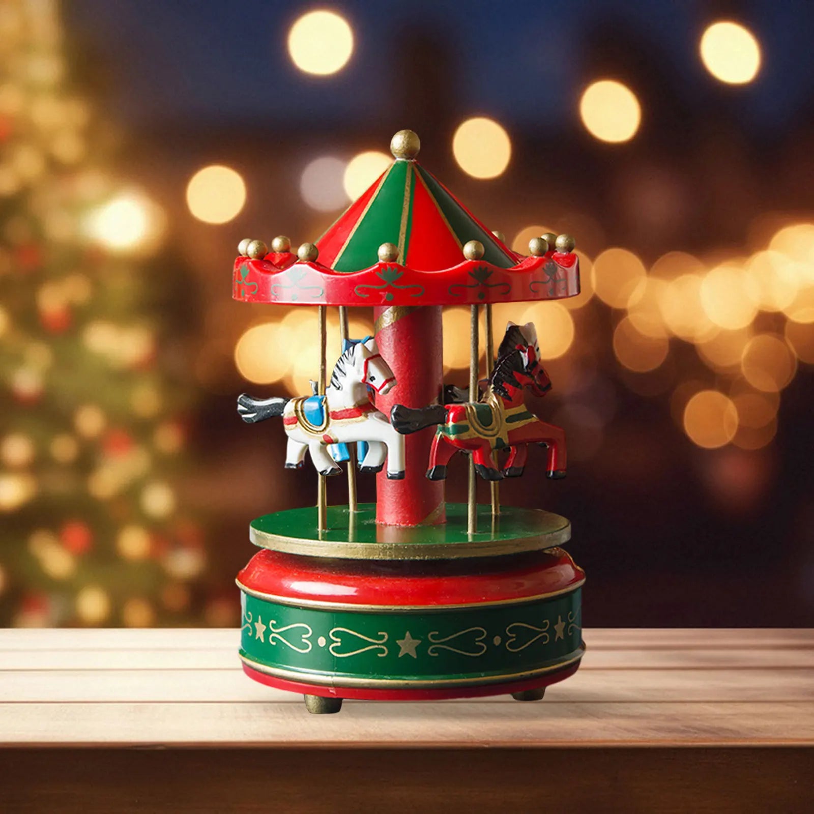 New Carousel Horse Music Box Resin Merry-go-round Musicical Box Home Desktop Decoration