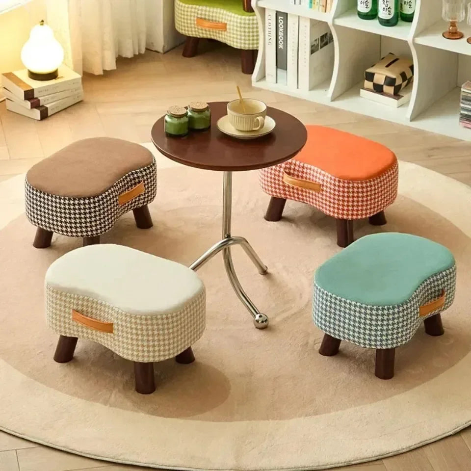 Curved Footstool with Handle Convenient To MoveSofa Small Stool