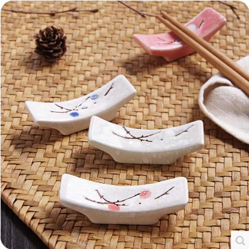 Japanese Plum Blossom Ceramic Chopstick Holder Creative Kitchen Supplies Household Chopstick Holder Care Gadget