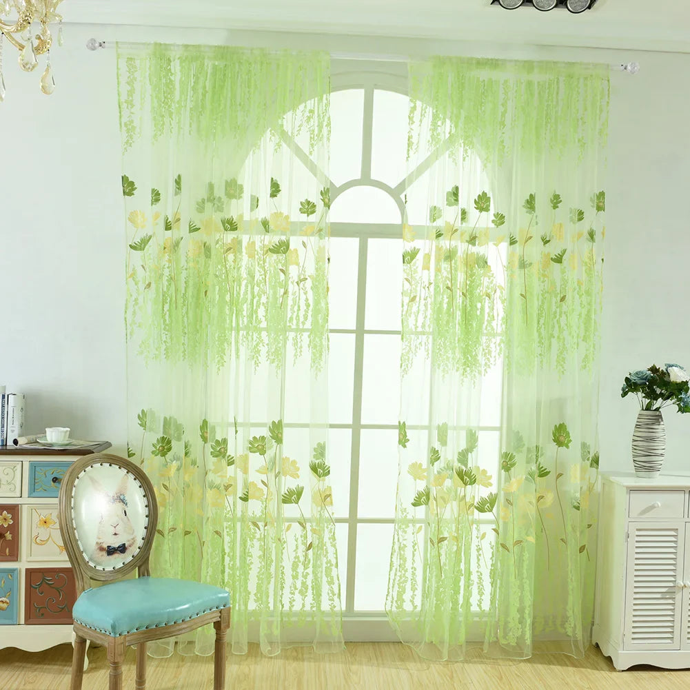 Floral Tulle Sheer Curtains for Living Room Lace Embroidered Romantic Princess