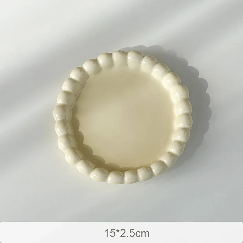 Cute Pearl Ceramic Plates Decorative Luxury Dish Kitchen Tableware