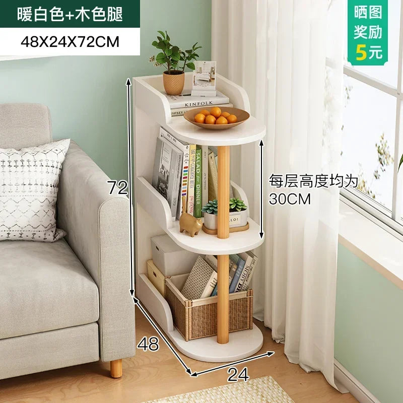 Side Table Ultra Narrow Book Shelf Creative Shelves Sofa Side Rack Bookcase