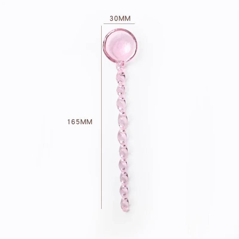Glass Scoops with Long Handle Colorful and Cute Teaspoon Kitchen Accessories
