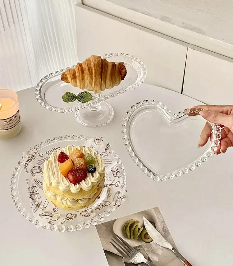 Clear Glass Cake Plate