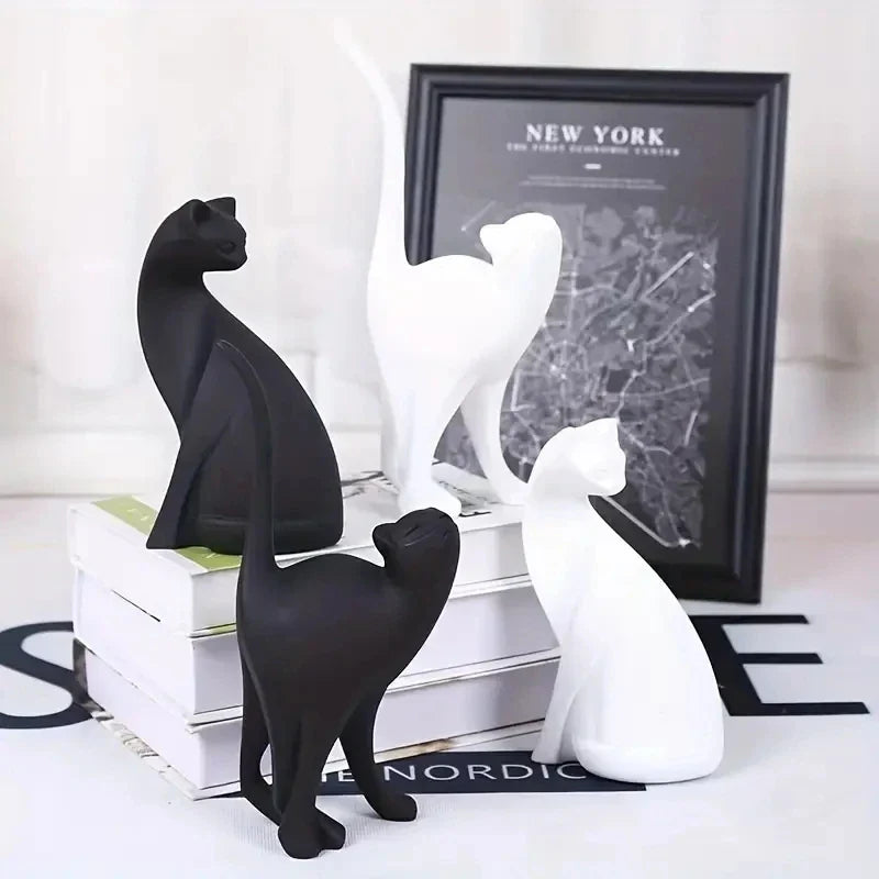 Resin Couples Cat Statues for Home Decorations Animal Figurine Home Decor Sculpture