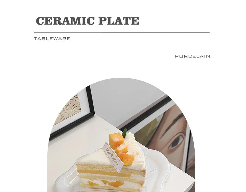 White/Silver Ceramic Plate High-Cloud Plate