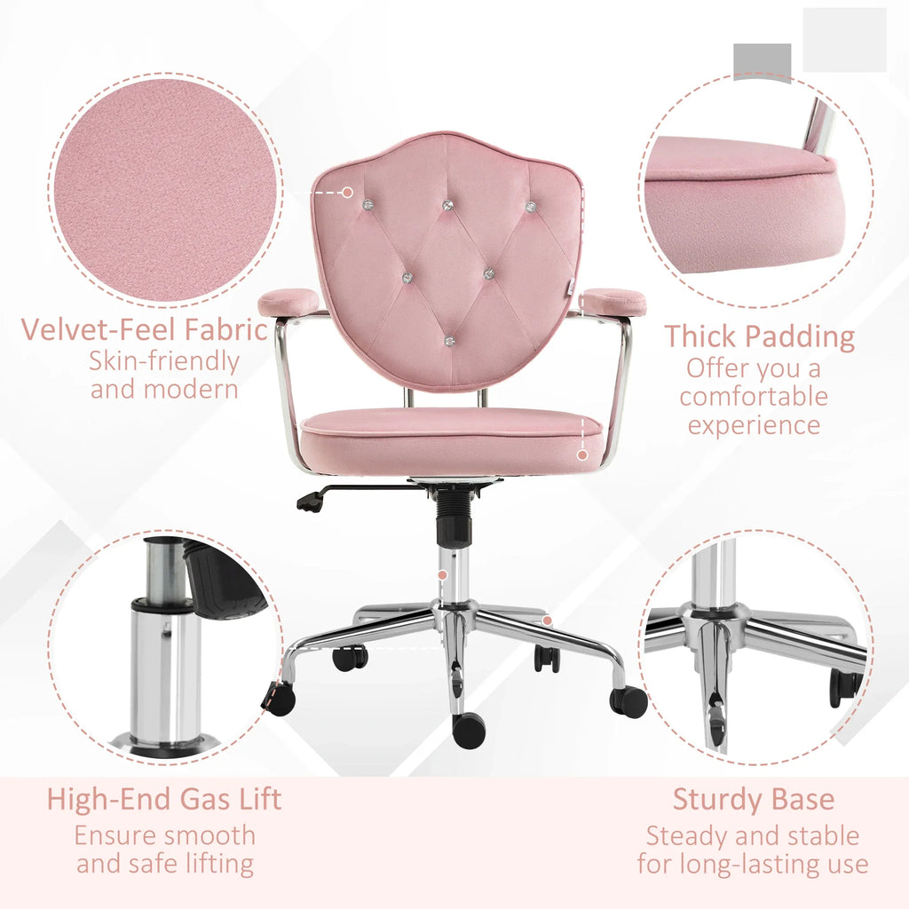 Cute Velvet-Feel Fabric Vanity Chair, Pink