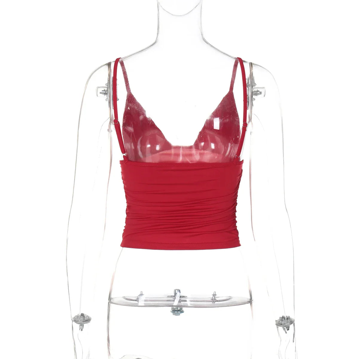 Sleeveless Ruched Bodycon Camisole Women'S Solid Sexy Top Party Club Streetwear Clothes Y2K