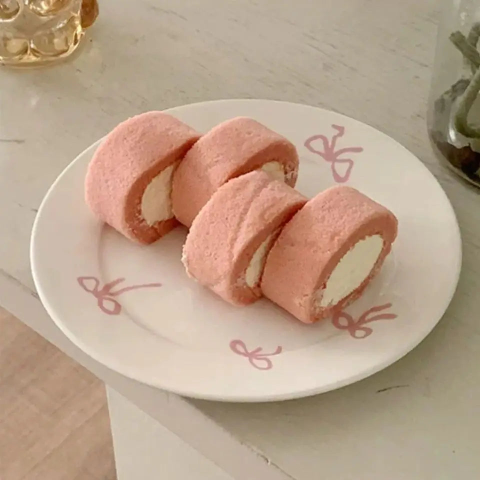Cute Girl Bow Plate, Ceramic Dessert Plate