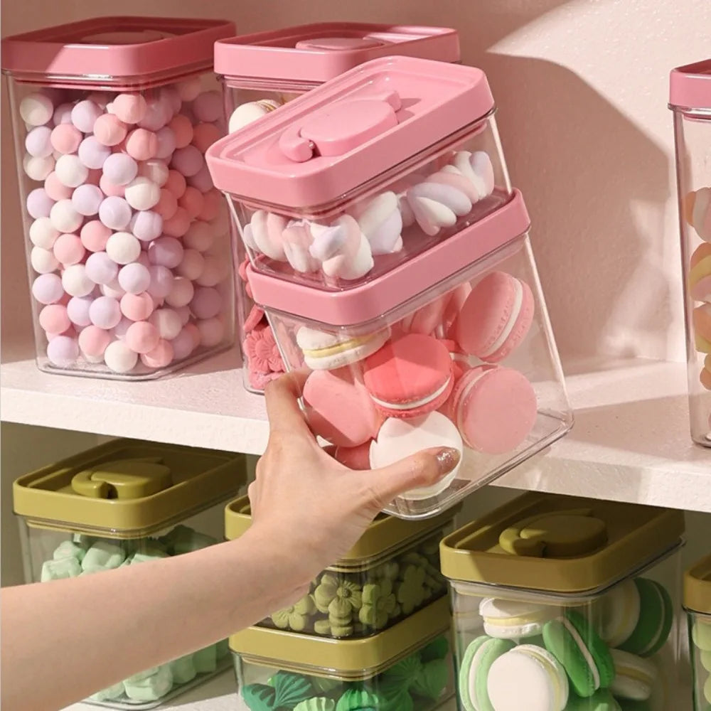 New With Lids Food Storage Box Large Capacity Moisture-proof Stackable with Handle Sealed Storage Pots Kitchen