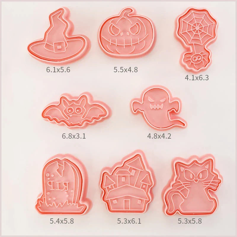 Cookie Cutters Plastic 3D Cute Cartoon Pressable Biscuit Mold Cookie Stamp Kitchen Baking Pastry Bakeware 8 Pcs/set