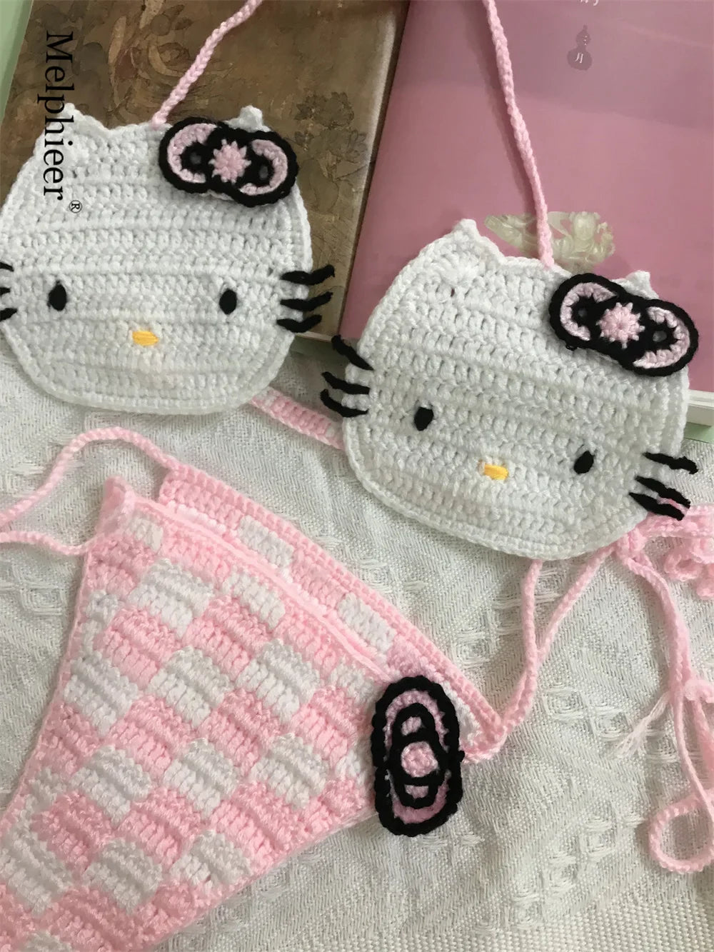 Ladies Cute Crochet Bikini Set 2 Pieces Bathing Suit Sexy Micro Bikinis Ties Swimsuit Thong Suit