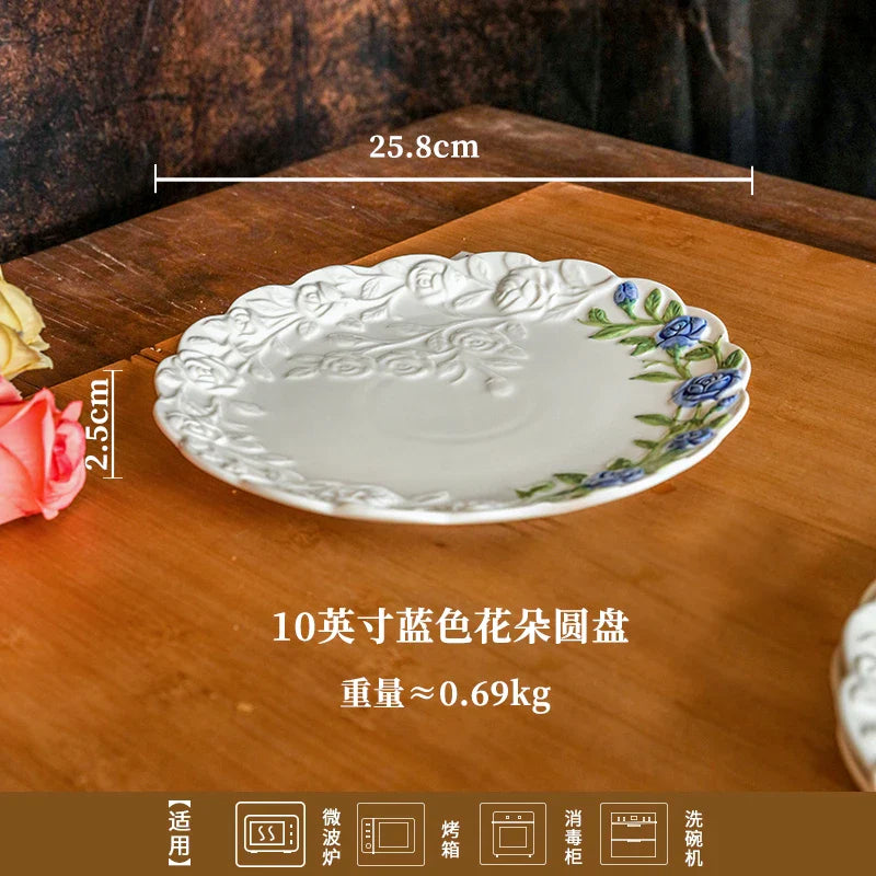 Rose Ceramic Afternoon Tea Cake Dessert Plate