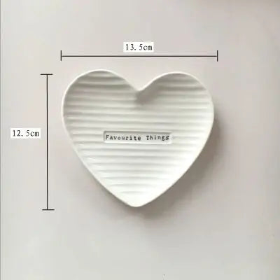 Decorative Love Shape Ceramic Dish, Breakfast Tray, Cake Dessert, Jewelry Plate, Crockery