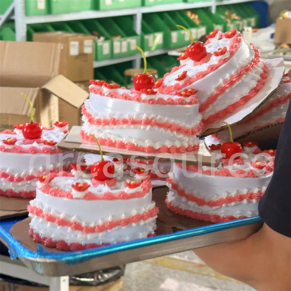 Lifelike Strawberry Cream Design Vibrant Pink Box Themed Photoshoots Jewelry Gifts Props Fake Cake Trinket Case Sweet Style